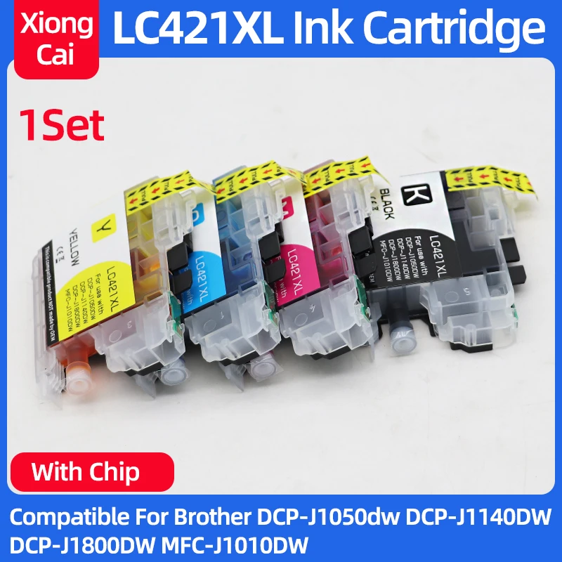 

1Set European LC421XL LC421 421XL Ink Cartridge High capacity Compatible For Brother DCP-J1050DW MFC-J1010DW DCP-J1140DW printer