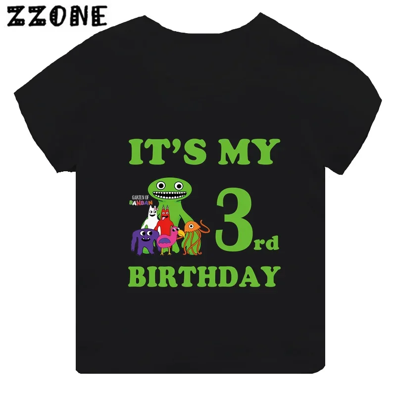 Hot Game Garten of Banban Print Kids Clothes It\'s My 1 2 3 4 5 6 7 8 9 Years Birthday Boys Girls T shirt Baby Children T-Shirts