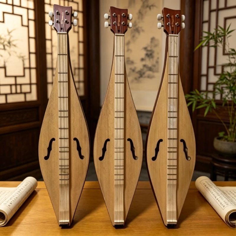 Wooden Dulcimer 4 Strings Adult Beginners Playing Dulcimer Traditional American Guqin Portable Plucking Stringed Instruments