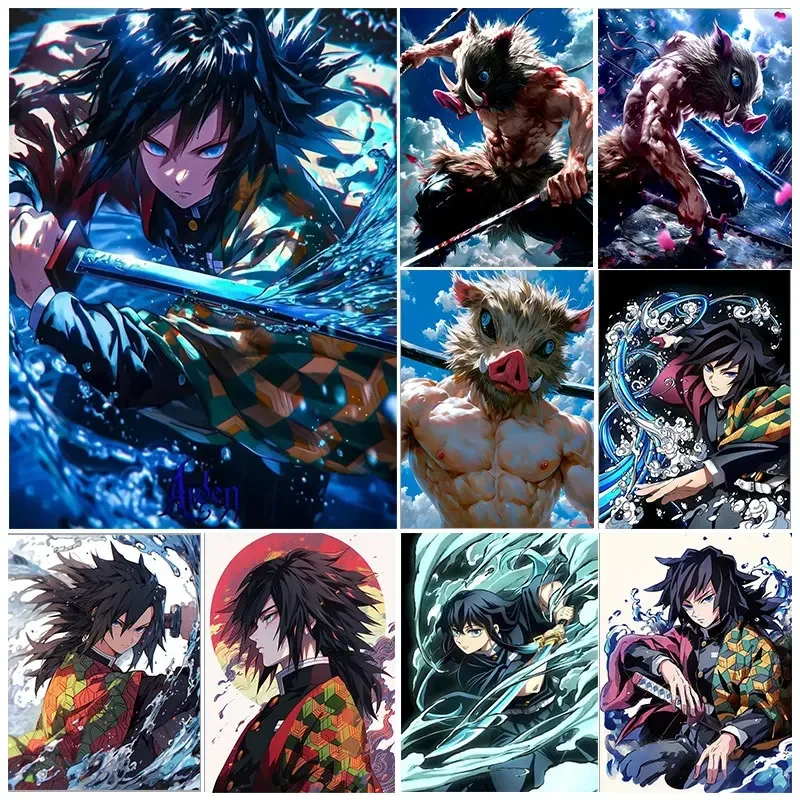 Kit de pintura de diamante 5D Demon Slayer, Kamado Nezuko, punto de cruz, bordado de diamantes, mosaico completo de diamantes, decoración del hogar con diamantes de imitación DIY