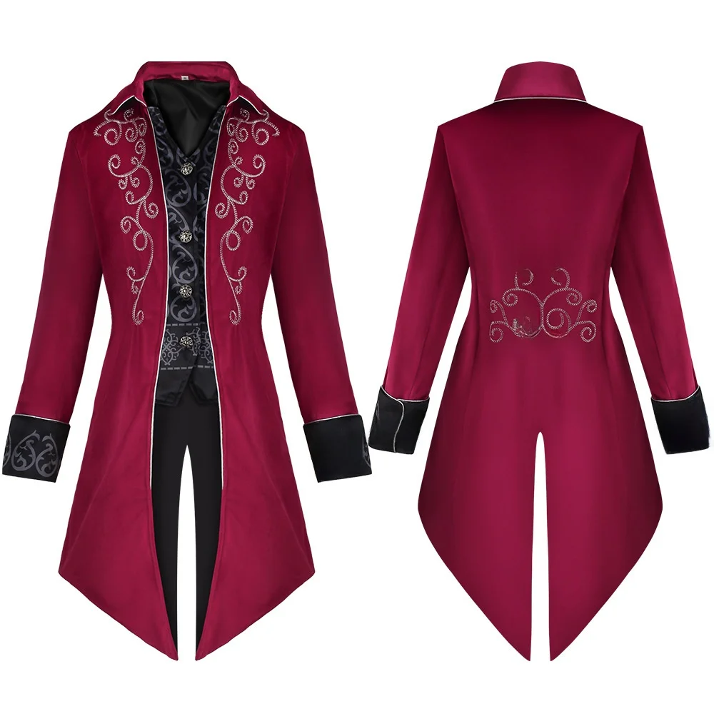 معطف رجالي طويل بتصميم القرون الوسطى للتنكر، زي هالوين بأسلوب عتيق، زي رجالي بانك، موديل جديد لأداء المسرح، ملابس صينية تقليدية #5