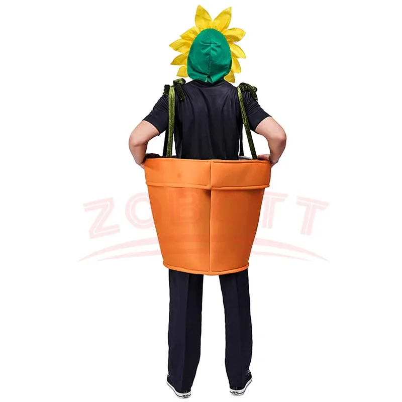 Sky06 fantasia de vaso de flores de Halloween para adultos cosplay fantasia de girassol feminino com capacete para festa temática de jardim Sunfl66lU &