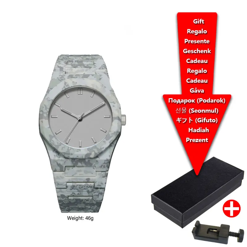 Leisure Brand Men's Watch Black Particle Plastic Strap Sports Waterproof Quartz Watch for Men, Customizable Logo