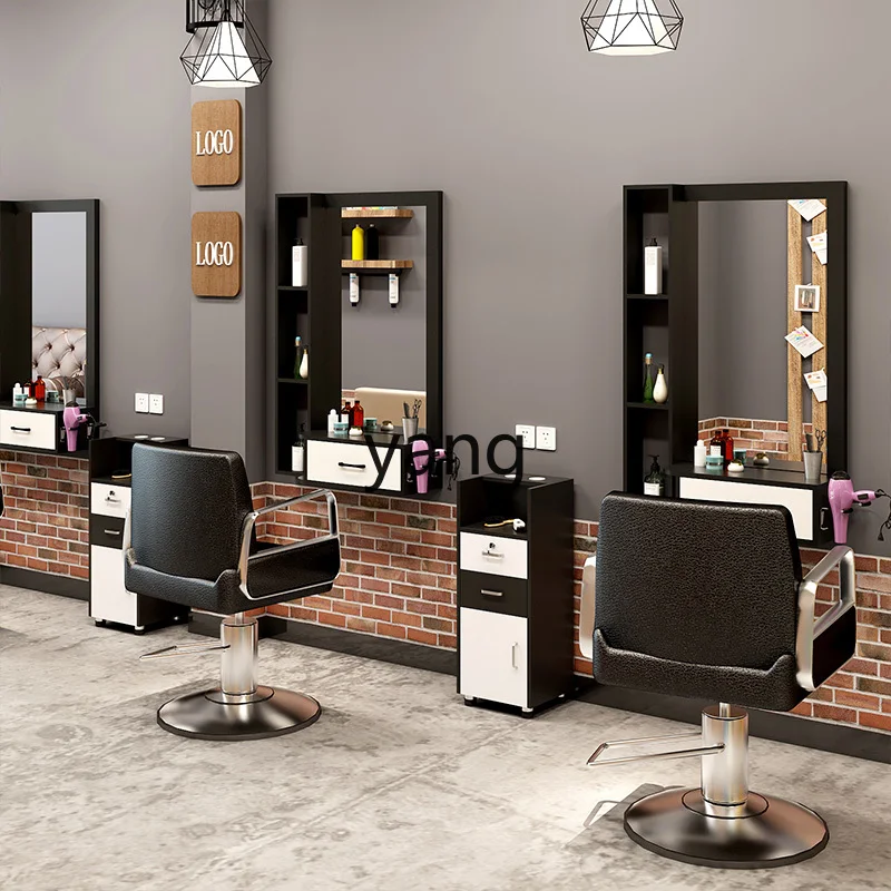 CX Hair Salon Mirror Cabinet Integrated Hair Salon Countertop Wall-Mounted Simple Barber Shop Dressing Table