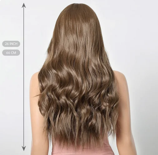 Light Brown Lace Front Synthetic Wig 13*1 Natural Hairline Lace Wig Long Wavy Hair Heat Resistant Fiber Daily Use