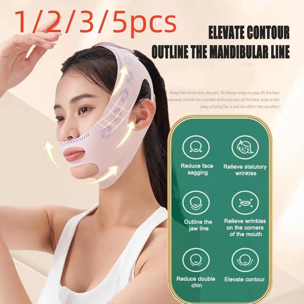 5pcs Anti Wrinkle Face Bandage Adjustable V Face Lift Up Belt Reduce Double Sculpting Skin Lifting Mask Sleeping Facial Tool