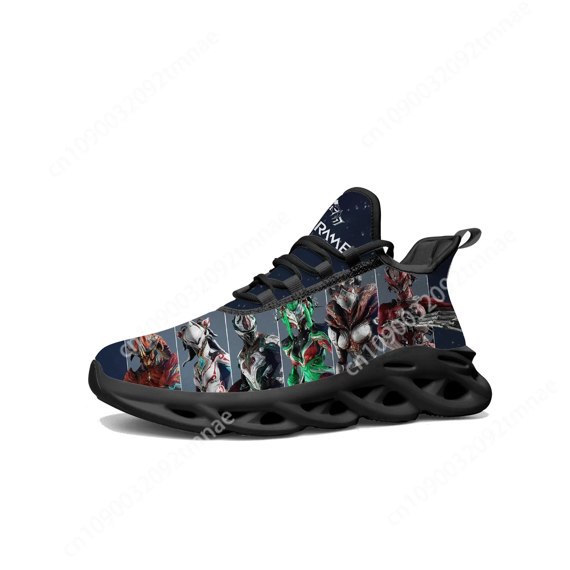 

Anime Cartoon Game Warframe Flats Sneakers Mens Womens Teenager Sports Running Shoes High Custom Tailor Made Lace Up Shoes