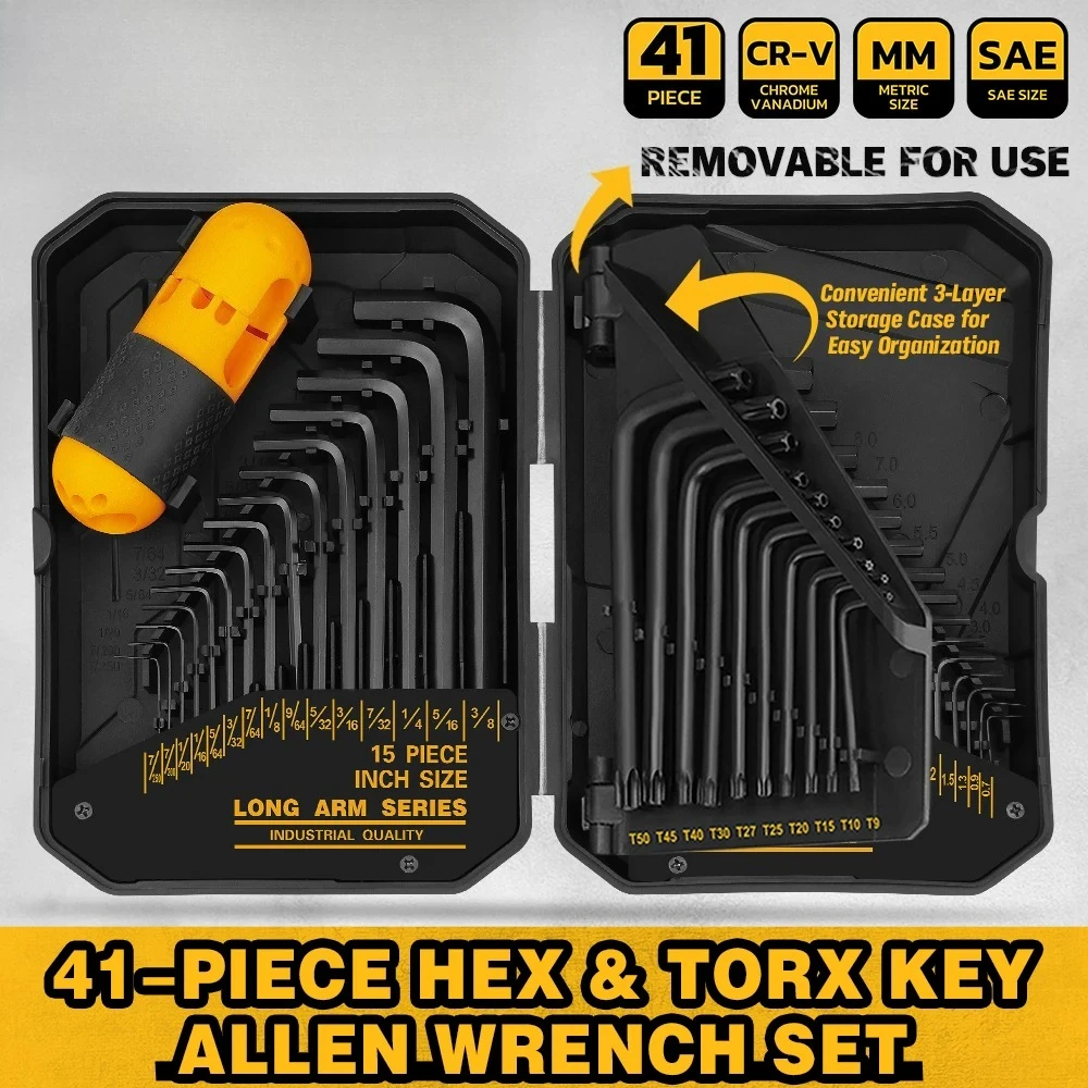 41PC Hex Key Allen Wrench Set Standard SAE(0.028