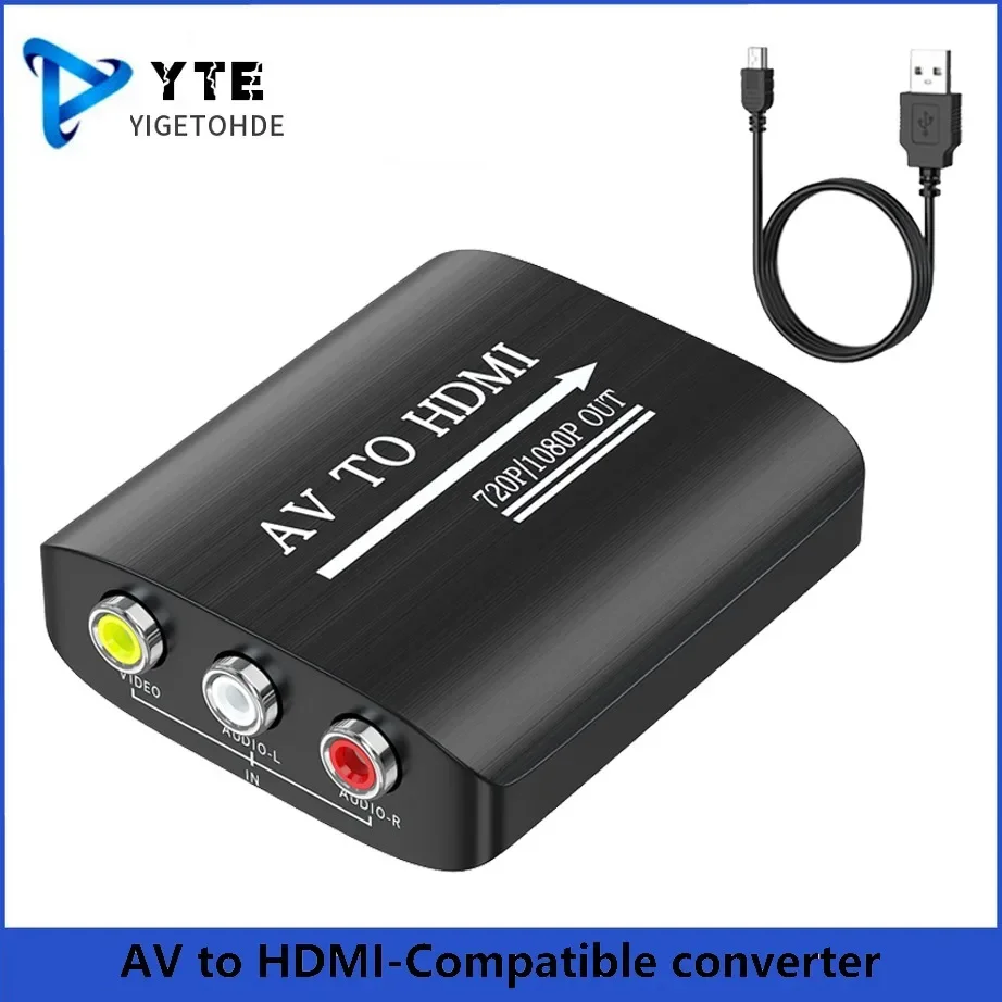 YIGETOHDE AV to HDMI Converter, AV to HDMI Adapter Support 720p/1080p for PS1/PS2/PS3/Xbox 360/WII/N64/SNES/STB/VHS/VCR/Blue-Ray