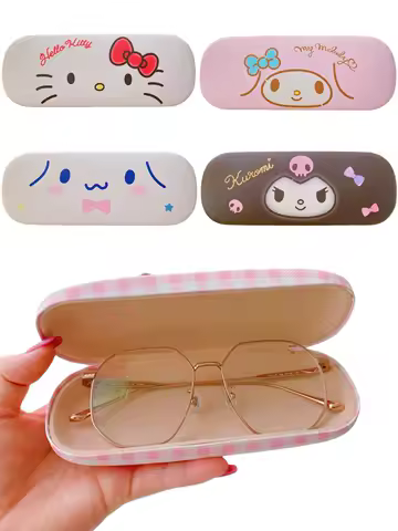 1/2pcs Hello cute Kitty My Melody Kuromi Cinnamoroll Faux Leather Glasses Case Scratch-Resistant Protective Eyewear Box
