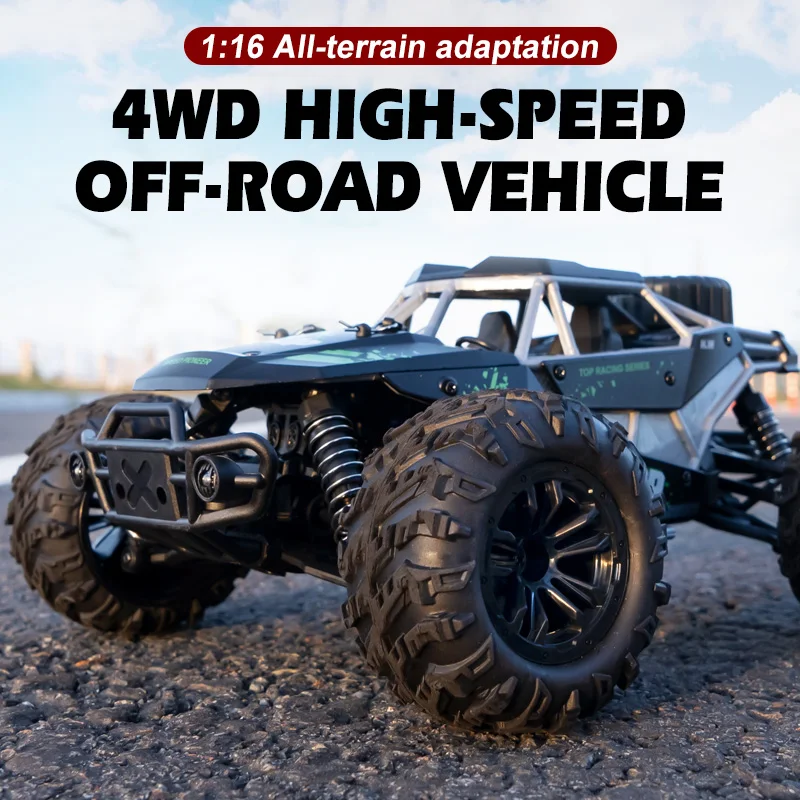 1/16 4WD RC Car with LED Headlight 50km/h High Speed Drift Remote Control Monster Trucks Toys Gifts for Children