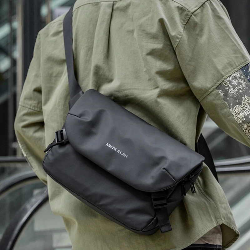 

MOYYI Urban Business Flip Laptop Messenger Bag for Men Waterproof Traveling Sling Crossbody Bag Thin Shoulder School Book Bag