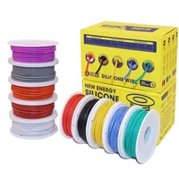 Kit de mezcla de 5 colores) Cable de silicona resistente al calor Flexible 30/28/26/24/22/20/18/16AWG Cable trenzado eléctrico de cobre estañado