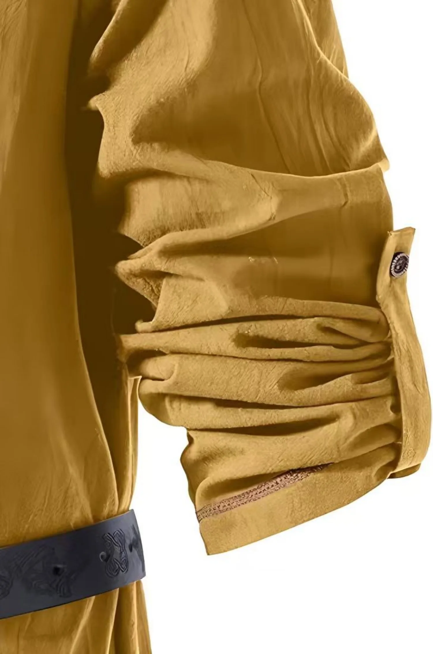 Mittelalterliches Schnür-Tunika-Hemd für Herren, Renaissance-Wikinger-Piratenkostüm, langärmliges Retro-Oberteil mit Gürtel für Halloween-Cosplay – Detail 38