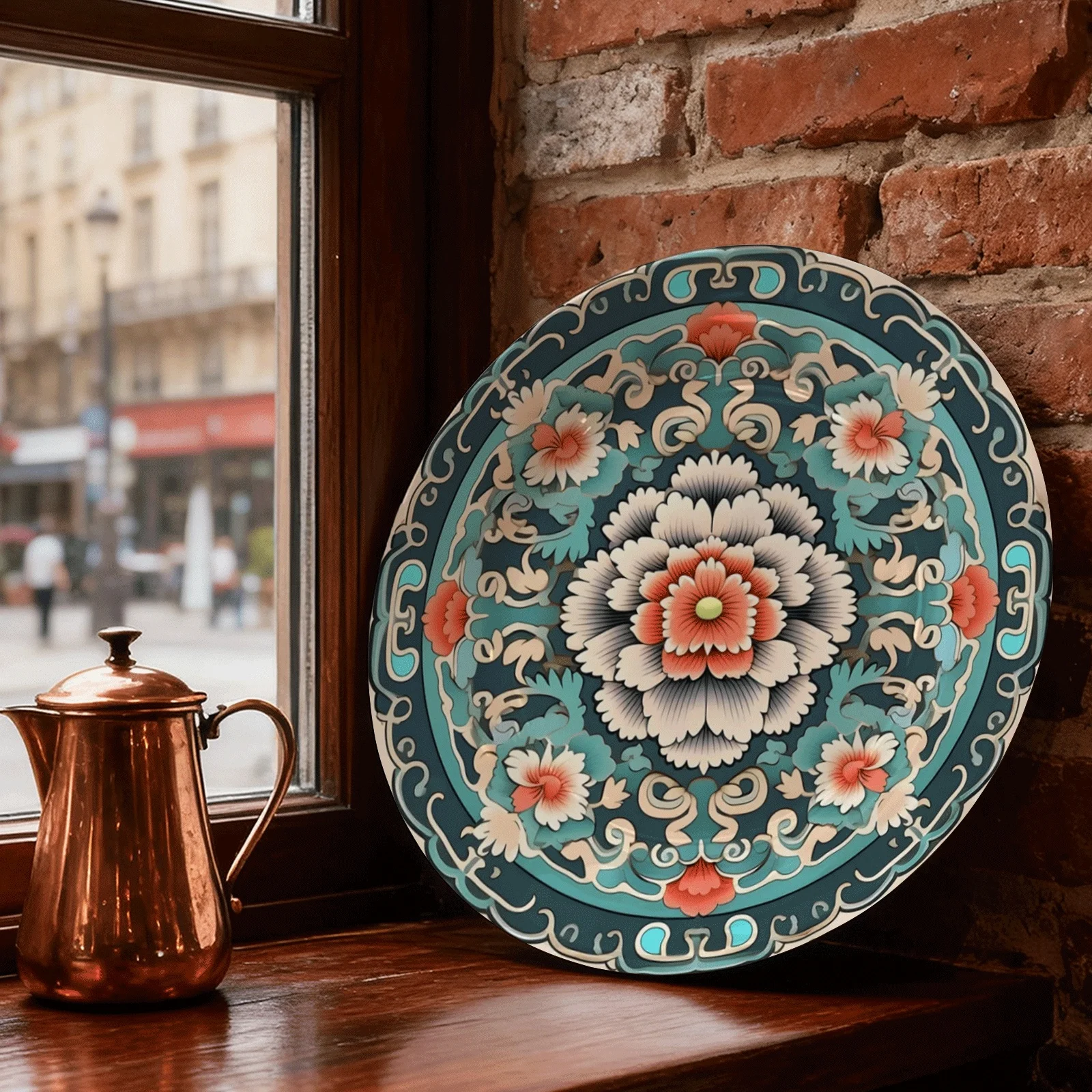 One-Piece Decorative Plate, Featuring a Multi-Layer Floral Design with an Elegant Eastern Style. This Non-Food Contact Ceramic