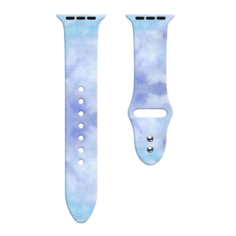 

Watercolour Printed Strap for Apple Watch 9 8 7 SE Silicone Band Sport Watchband for iWatch 45mm 44mm 42mm Replaceable Bracelet