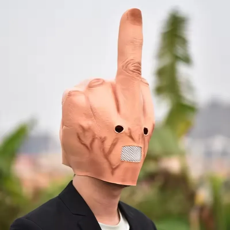Halloween Funny Middle Finger Latex Headgear Mask Despise Design Bar DJ Performance Party Masquerade Prank Props