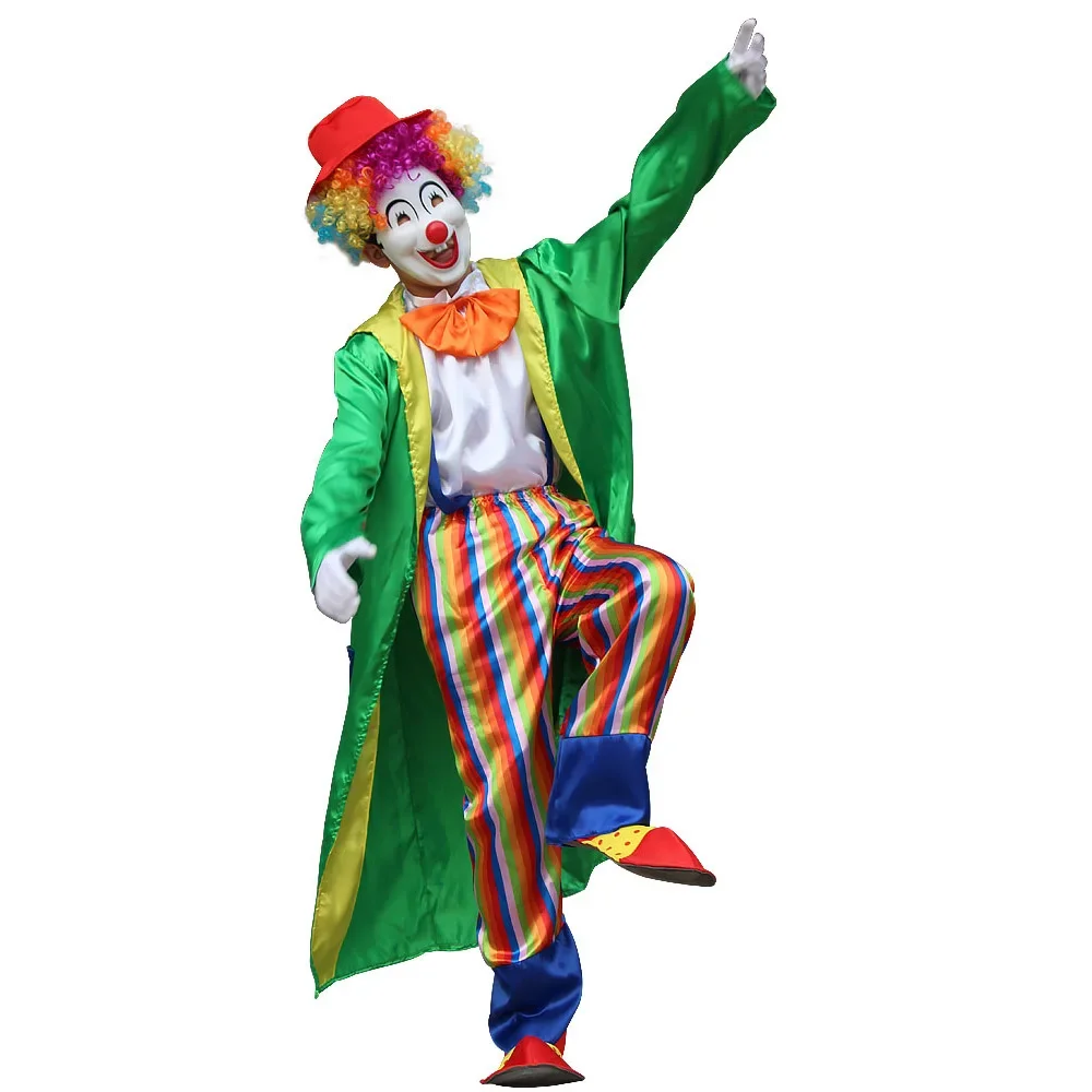 Adult Male Funny Clown Cosplay Costumes,Men Theme Party Stage Performance Joker Dress ，just Clothing,No Wig/shoes