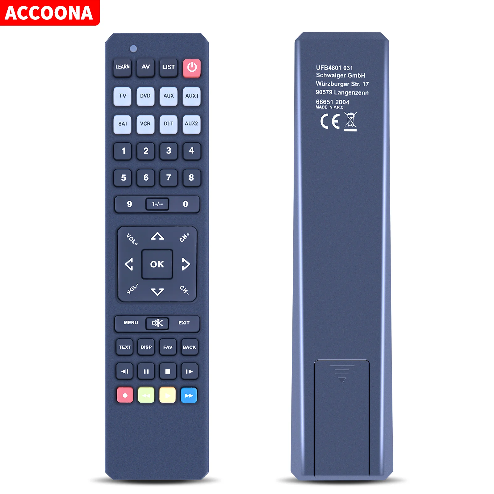 Remote control for SCHWAIGER -UFB4801 031- 8-in-1 Pre-Programmed Universal Remote Control