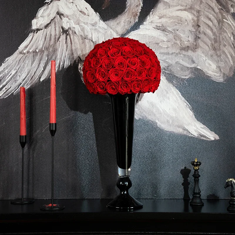 Black Swan Goblet Eternal Flower Rose Vase