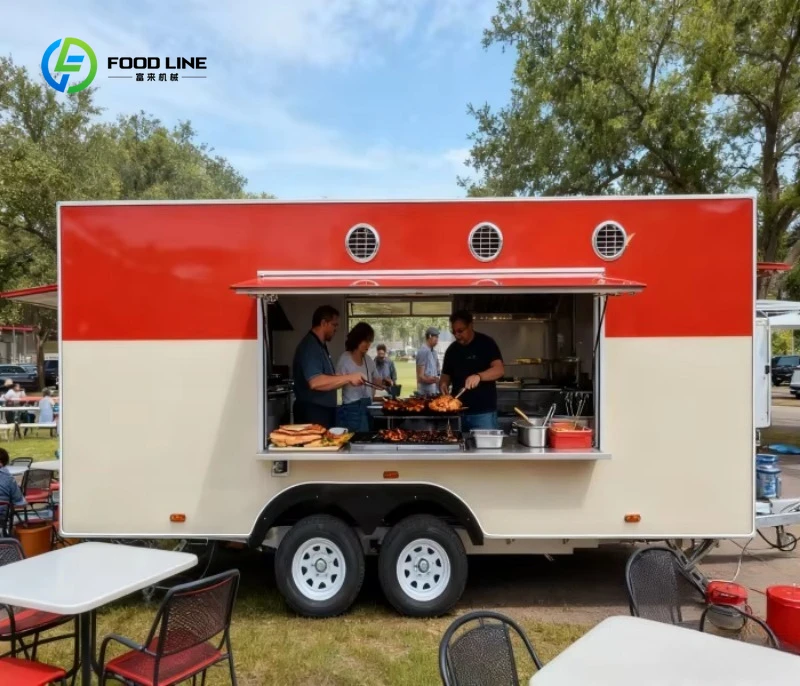Customized Orange Square Box Big Food Truck Food Trailer Food Cart Mobile Car Popular Delicious Pizza  for Sale