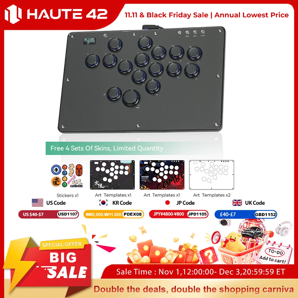 Arcade Stick For Ps5 Pc Switch - Joystick Arcade Haute42 FightStick, Controller Senza