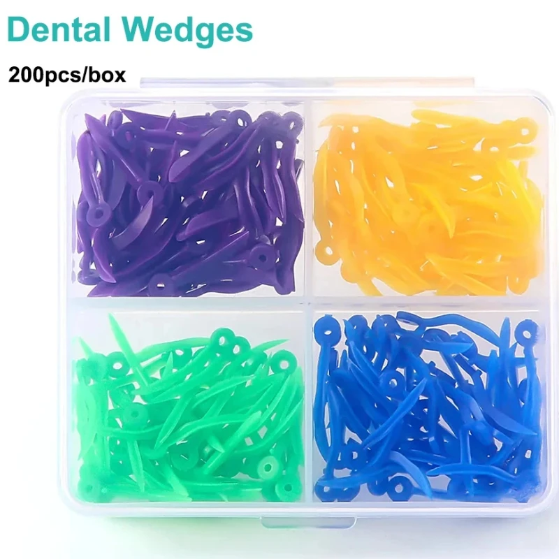 

200Pcs/Box Dental Disposable Tooth Gap Wedges With End Circular Hole Medical Plastic 4 Sizes Disposable Dentistry Lab Tools