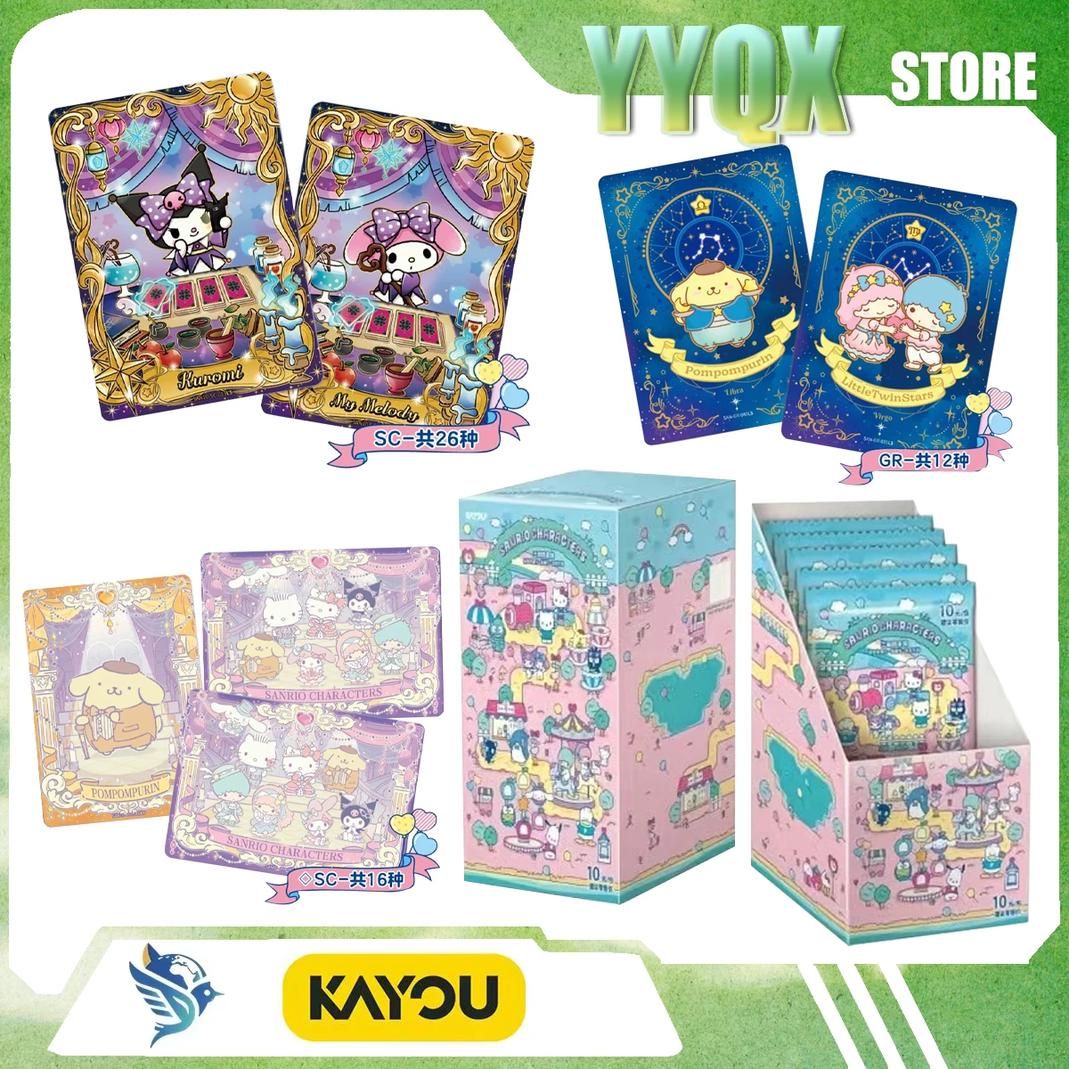 

KAYOU 2026 New Sanrio Hello Kitty My Melody Kuromi Cinnamoroll Pompompurin Cute Animation Collection Card Periphery Gift Like