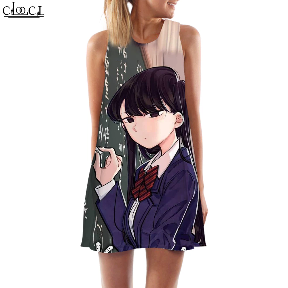 

CLOOCL Women Tank Tops Comics Komi Sankomi San Graphics Printed Loose Dress Fashion Short Casual Female Vest Sleeveless Dress