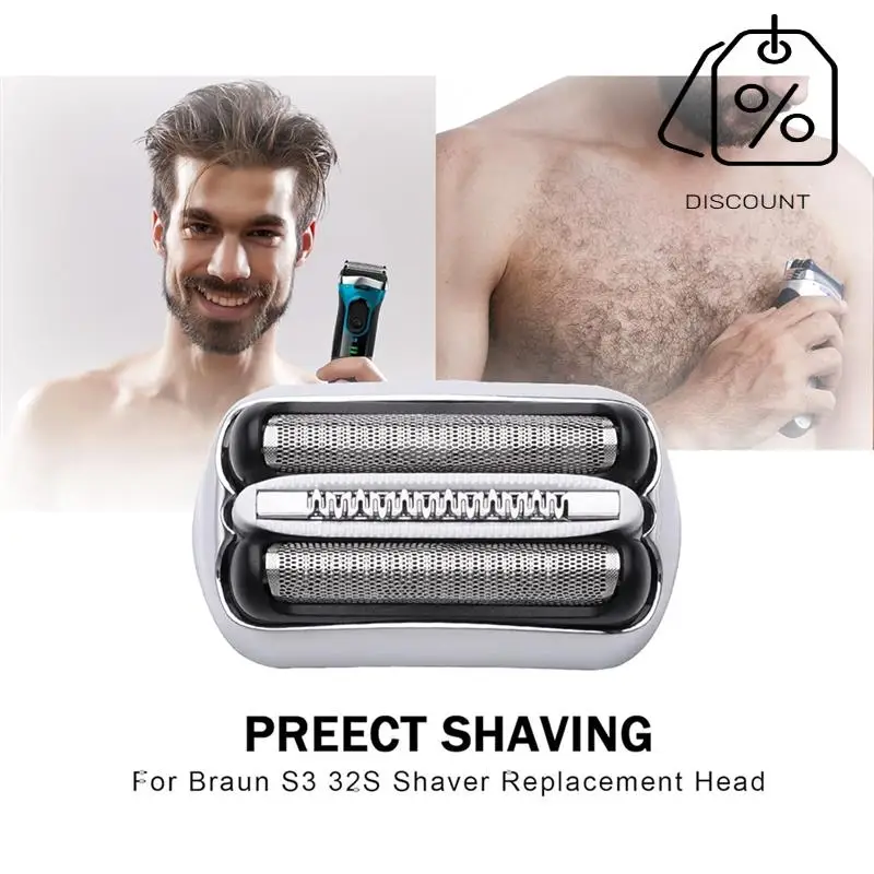 Cabeças de substituição úmidas e secas 32S S3 para barbeadores elétricos Braun Série 3 3040S 300S 310S 3080S Folha e cortadores Part-Y48A