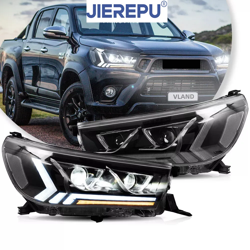 

1Pair Turn Signal Projector LED DRL Headlights For Toyota Hilux /Vigo 2015-2020 W/Animation