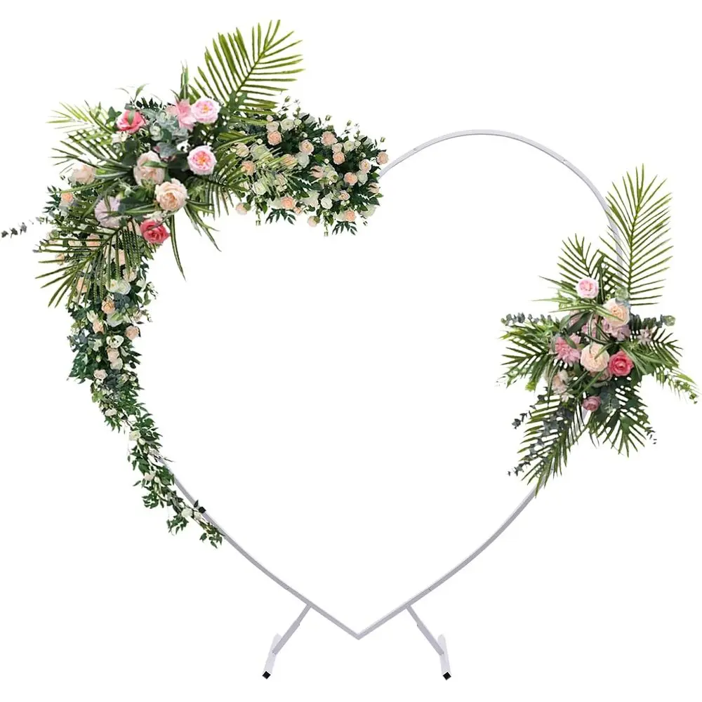 

Heart-Shaped Carbon Steel Wedding Arch with Large Base, DIY Curved Balloon Moon Backdrop for Weddings, Ceremonies, and Events (W