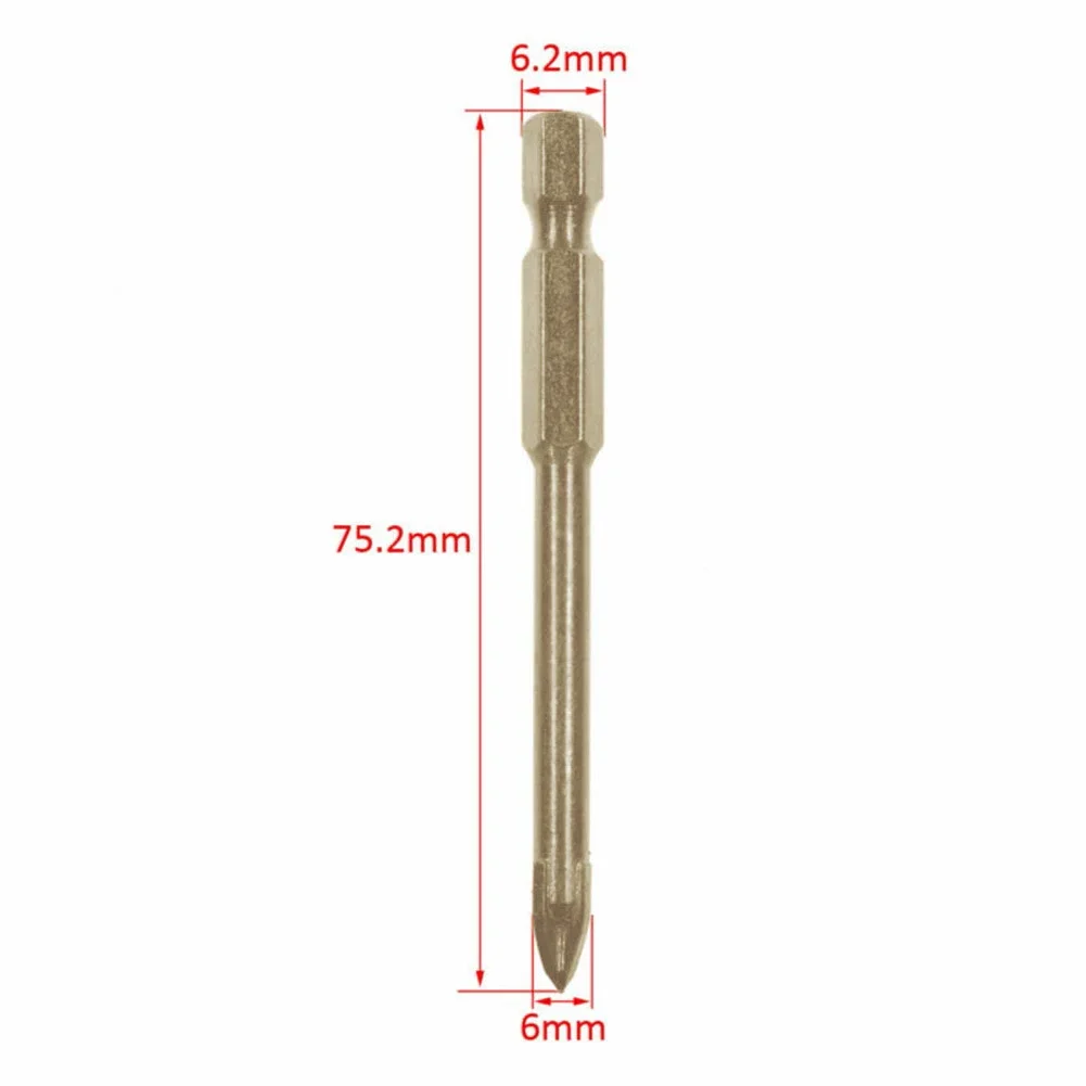 10pcs Brand New Glass Drill Drill Wood/Metal/Plastic Good Effect With 4 Cutting Edges 6mm Wide Long Service Life