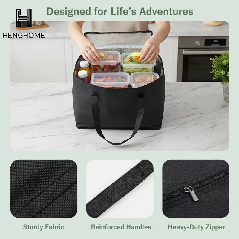 Large Capacity Insulated Lunch Bag With Long Lasting Temperature Retention For Work Picnic Hiking Outdoor Trips Daily Use