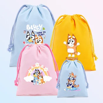 Bluey Drawstring Bag Cartoon Gift Bags Cute Children Adult Storage Pouch Travel Clothes Cosmetic Props Organizer Party Supplies