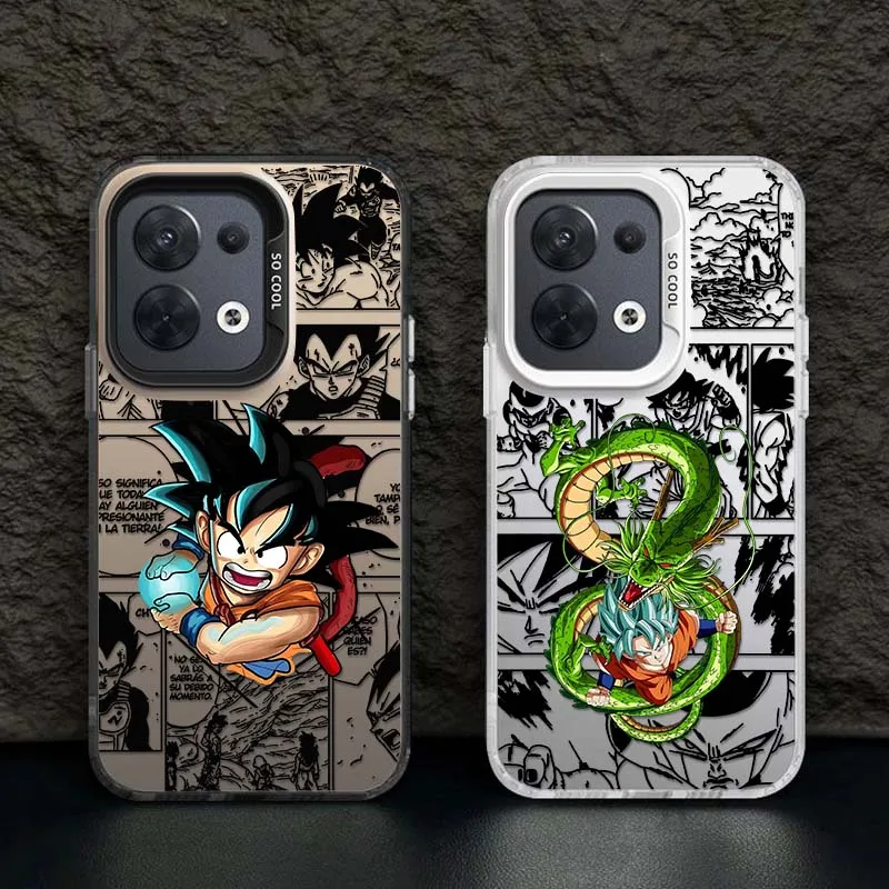 Kolorowe srebrne etui na telefon z motywem anime Dragon Ball dla OPPO A98 A96 A95 A94 A79 A78 A77 A54 A55