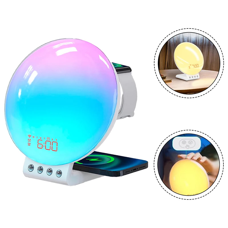 Smart Sunrise Alarm Clock With Wireless Charging & App-Controlled White Noise Smart Alarm Clock Smart Home Consumer Electronics