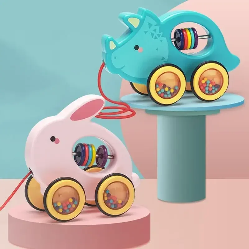 

Игрушки Монтессори, автомобиль, деревянный тяговый длин, животное для малышей, развивающий подарок для девочек и мальчиков, кролик, черепаха, динозавр