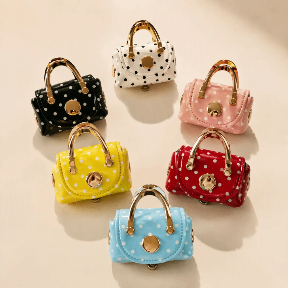 Cute Vintage Style Polka Dot Coin Purse Portable Lightweigh Mini Wallet Versatile Macaron Color Bag Pendant Charm Daily Carry
