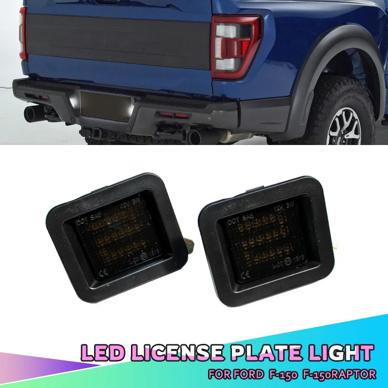 2pcs For 2015-up Ford F-150 F150 Raptor White LED License Number Plate Light Lamps Xenon White 6000K