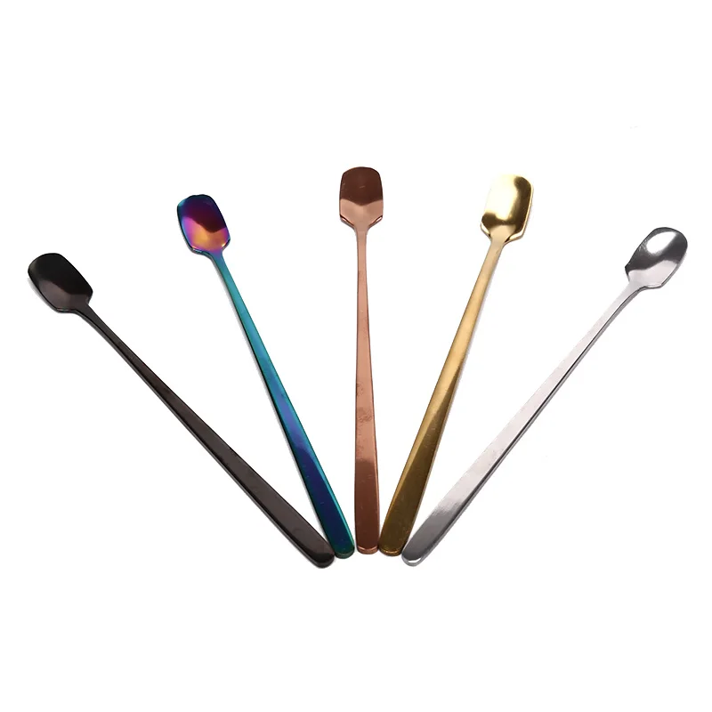 1 Piece Long Handle Square Head Coffee Scoop Corrosion Resistant Antioxidant Stainless Steel Colored Ice Scoop Brand New