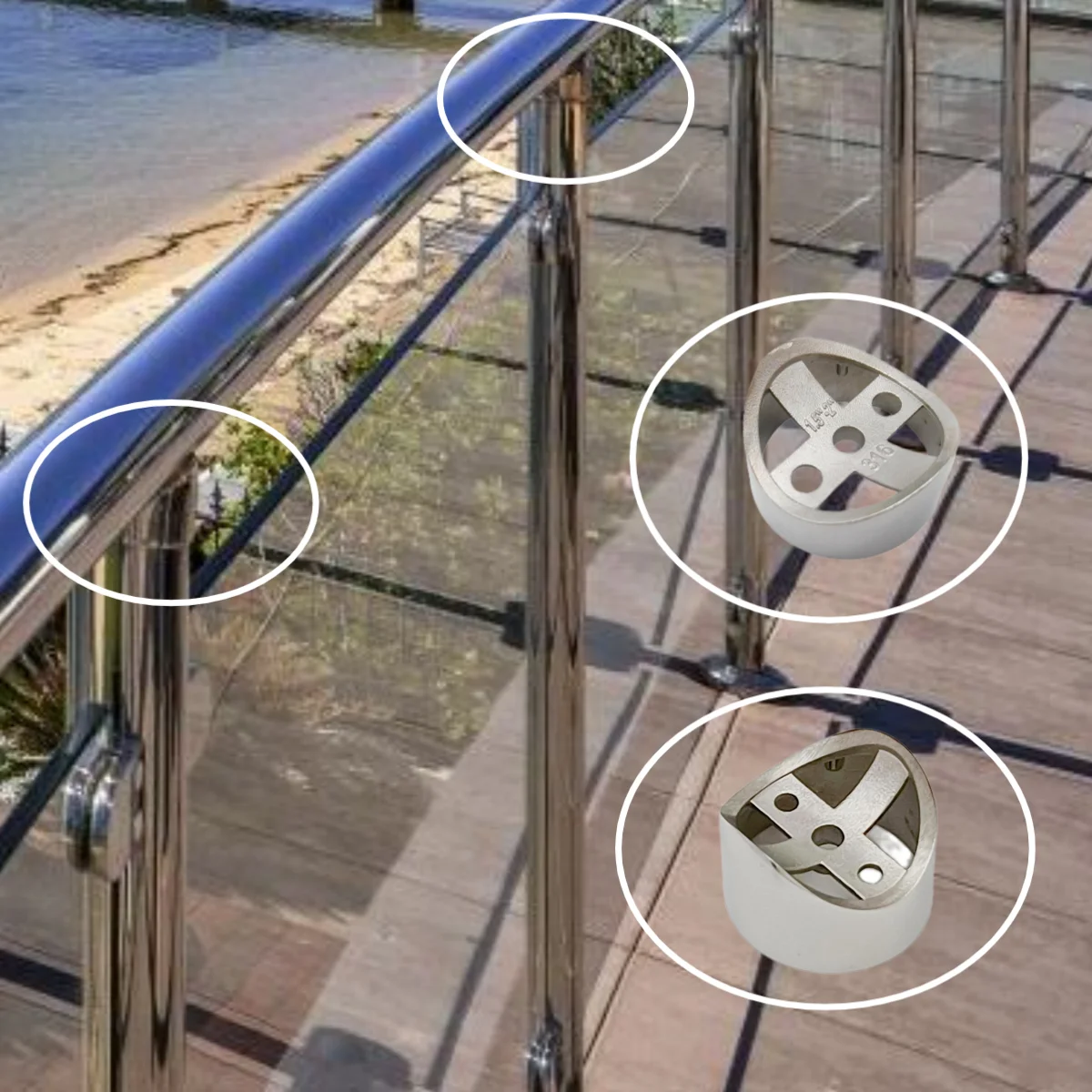 

Фитинги для перил из нержавеющей стали 316, опора для лестничных перил, опора для балкона, опора для балясины