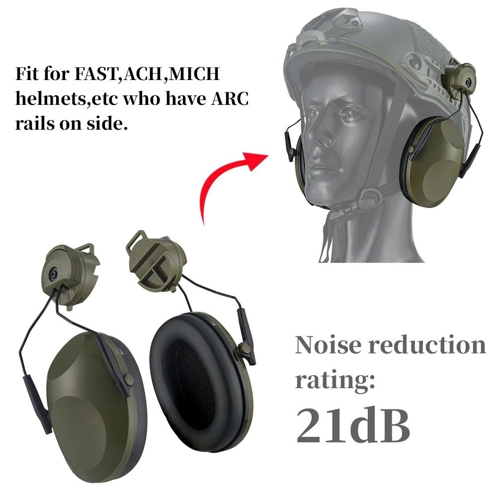 Newest Earmuffs Passive Earmuff for Shooting Electronic Hearing protection Ear protect Noise Reduction Helmet Mounted Version