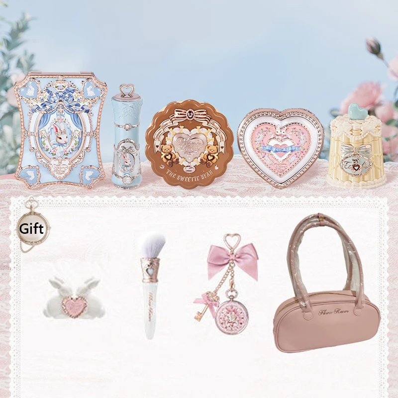 Flowerknows Makeup Sets Bunny Garden Collection Eyeshadow Palette The Sweetie Bear Lip Jelly Matte Blush All in One Makeup Kit