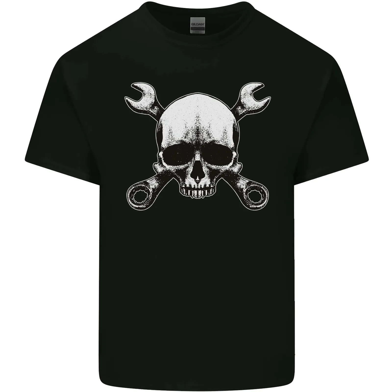 Spanner Skull Mechanic Car Biker Motorbike Mens Cotton T-Shirt Tee Top