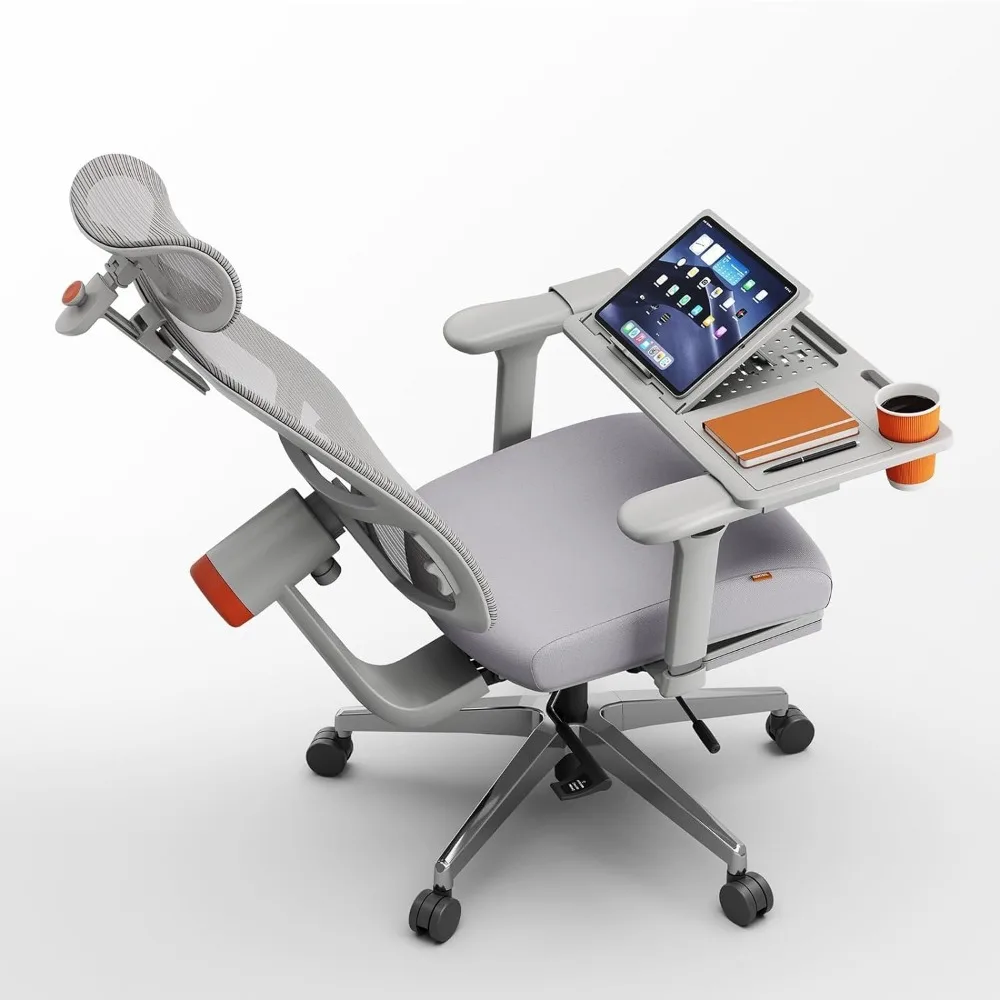 

Ajustable 4d Armrest and Headrest for Office Home Work (Gray & Laptop Table) Computer Chair Auto-Following Lumbar Support