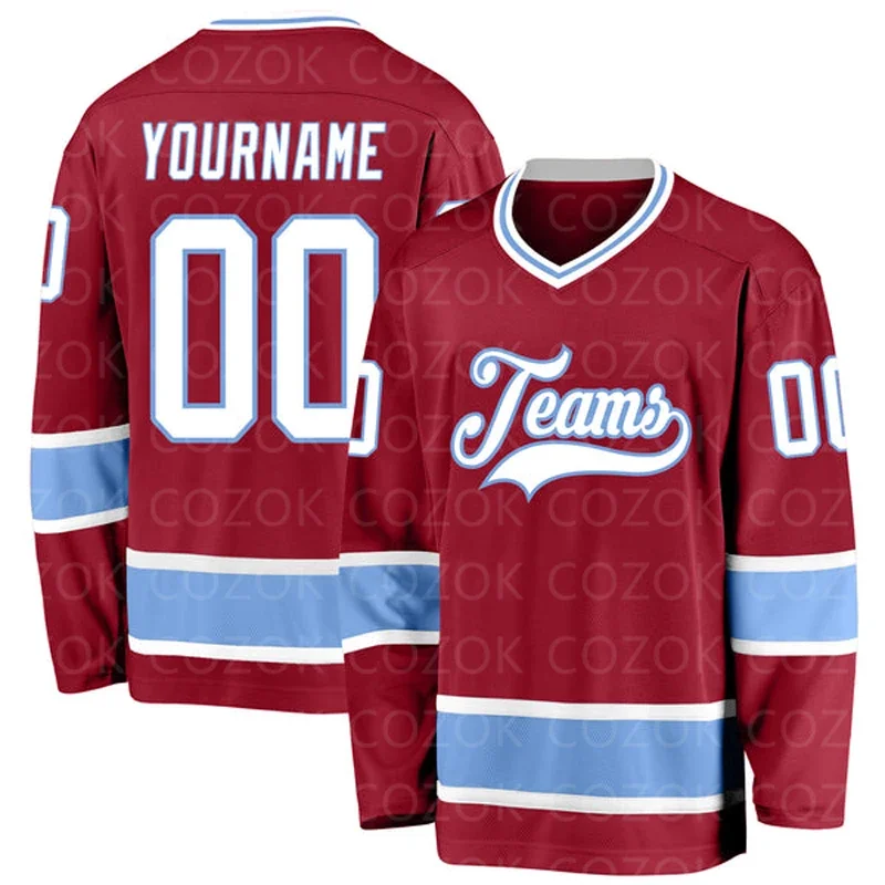 Custom Red Hockey 3D Print You Name Number Men Women Ice Hockey Jersey Competition Training Jerseys