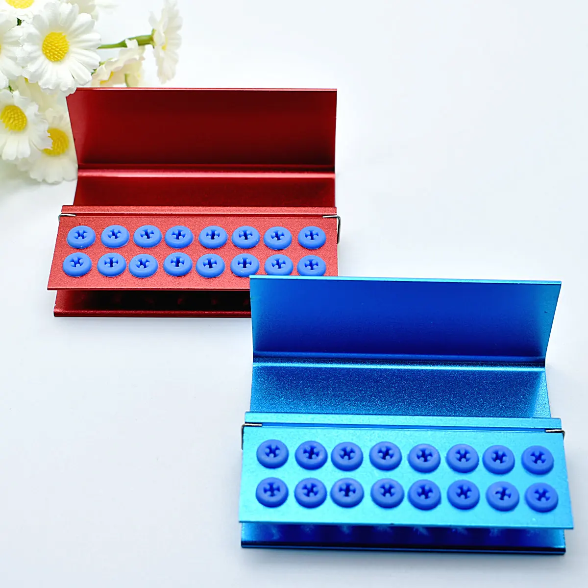 

F004 Держатель стоматологических боров, высокоскоростные и низкоскоростные боры для ухода за полостью рта, инструмент для дезинфекции, металлическая коробка, 16 отверстий