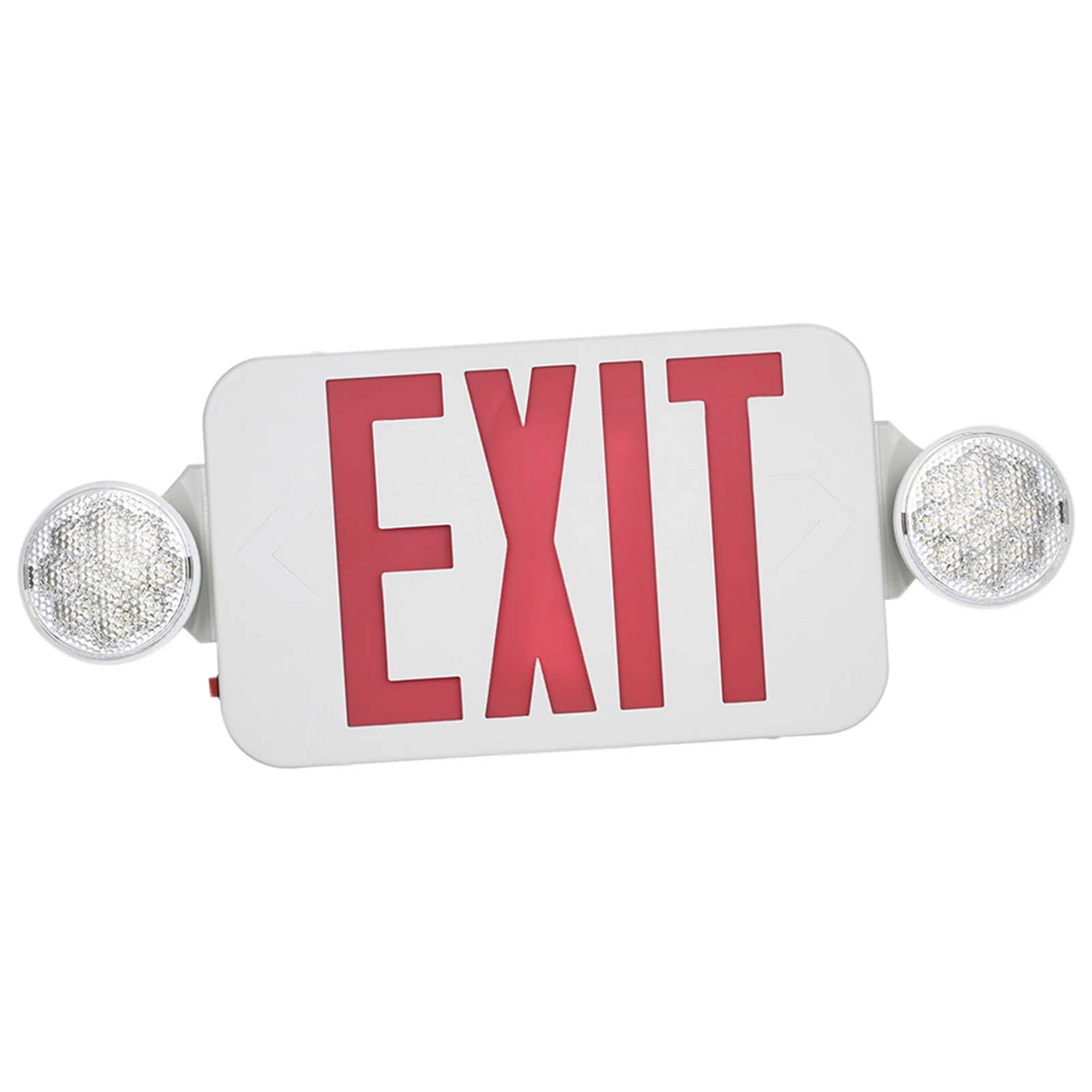 

AC120/277V Red Exit Sign LEDs Combo Emergency Light with Adjustable Two Head Backup Batterys Wall Ceiling Mount for Stairway