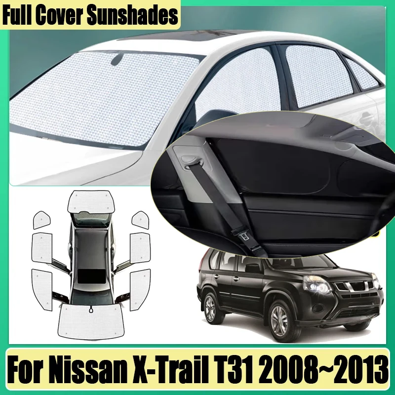 For Nissan X-Trail T31 2008 2009~2013 Car Surround Visor Full Coverage Sunshade Anti-UV Auto Visors Privacy Blocks Accessories